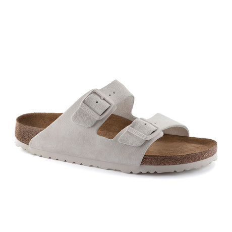 Birkenstock Arizona Soft Footbed Slide Sandal (Women) - Almond Suede – The  Heel Shoe Fitters