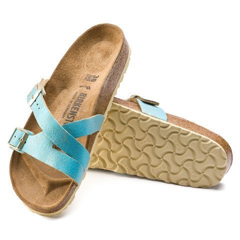 birkenstock washed metallic aqua