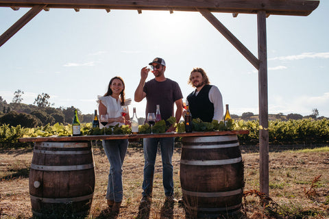 Nick and Carmen Perr, Managing Partners at Pali Wine Co. with longtime winemaker Aaron Walker