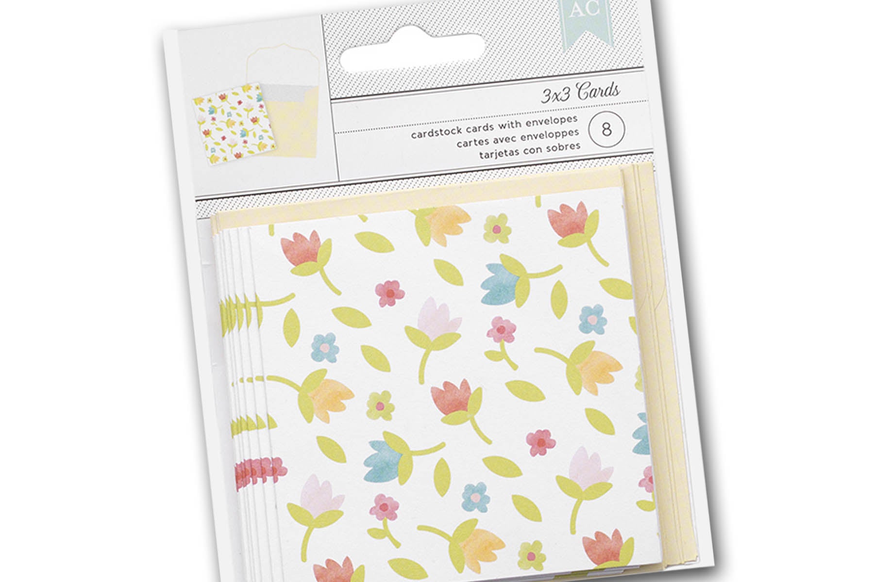 American Crafts Mini Cards & Envelopes 3x3 10/Pkg-Yellow