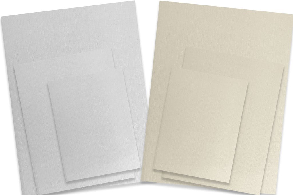 25 Thank You Greeting Cards and Envelopes - Foldover 5x7 or 4.5 x 6 Cards on Crisp White Heavy Linen Cardstock and Envelopes (5 x 7)