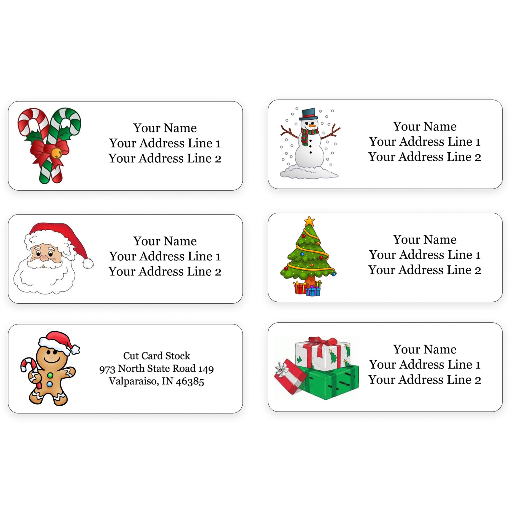 Personalized Christmas Theme Return Address Labels For Holiday Envelop CutCardStock