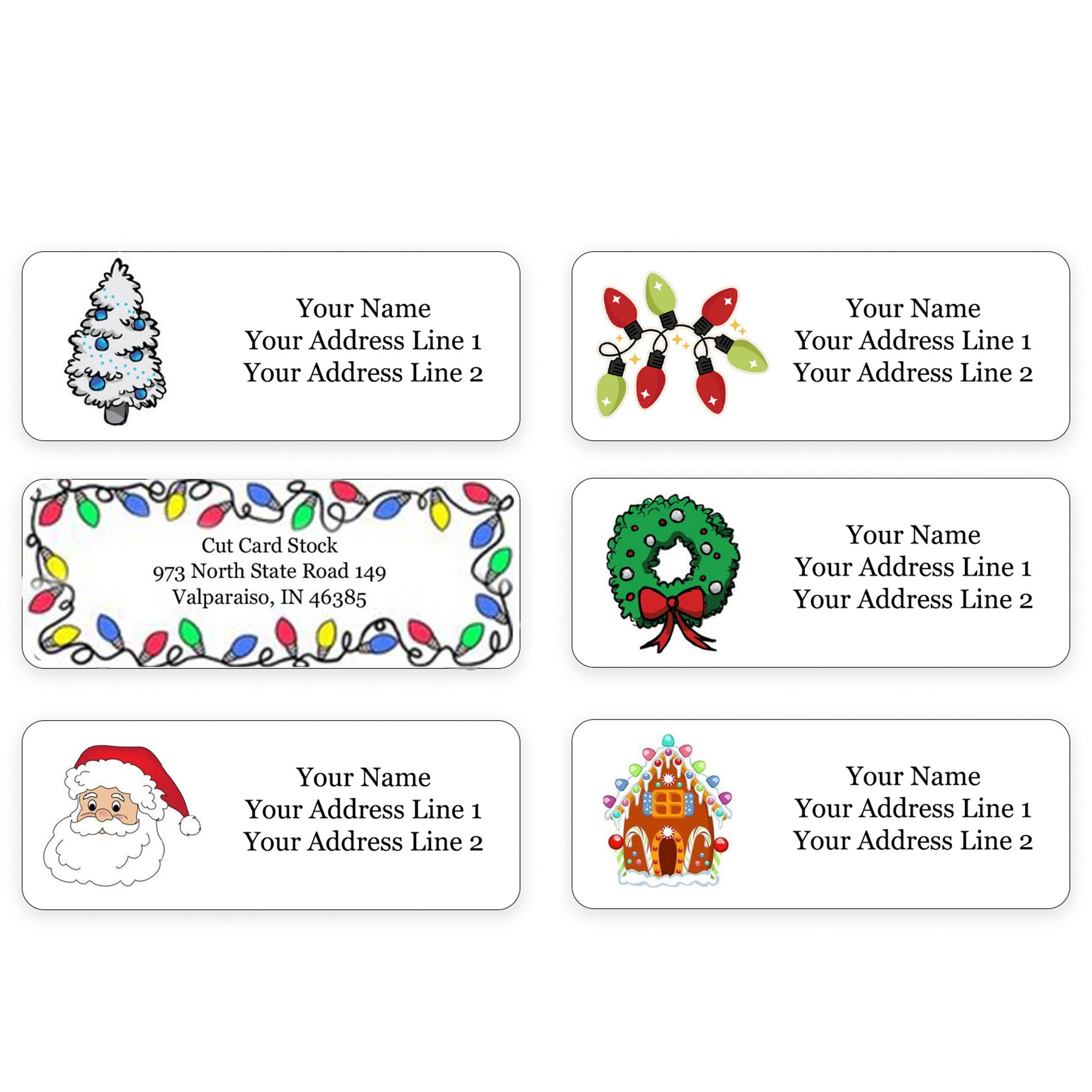 Personalized Christmas Theme Return Address Labels for Holiday Envelop