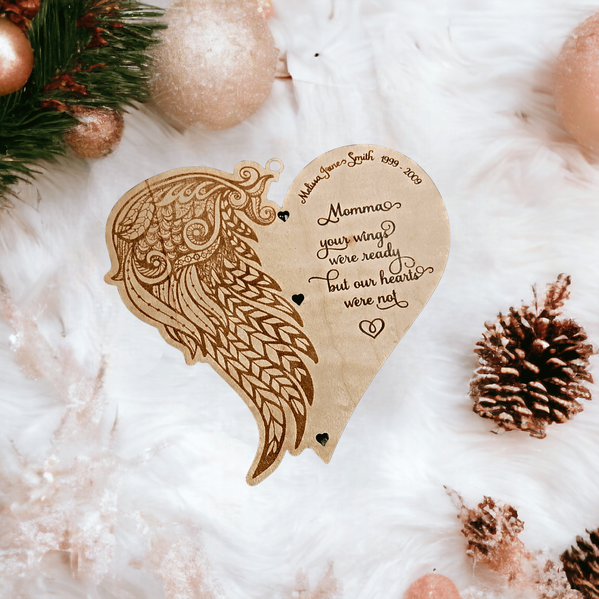 Personalised Angel Wings Ornament - thoughtfuldiycreations Gifts
