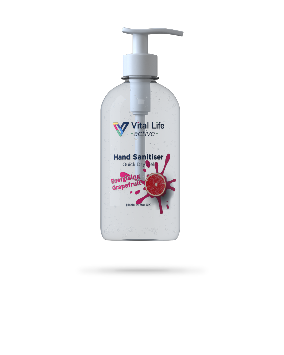 250ml Active range energising grapefruit scented hand sanitiser gel from Vital Life