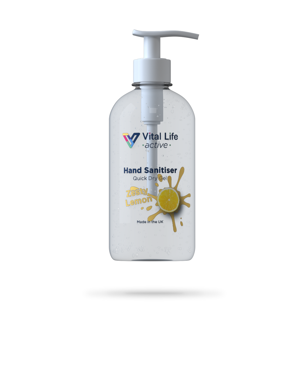 250ml Active range Zesty Lemon fragranced hand sanitiser gel from Vital Life