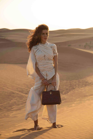Silvia Paulon in Dubai on a shoot with Vogue Arabia