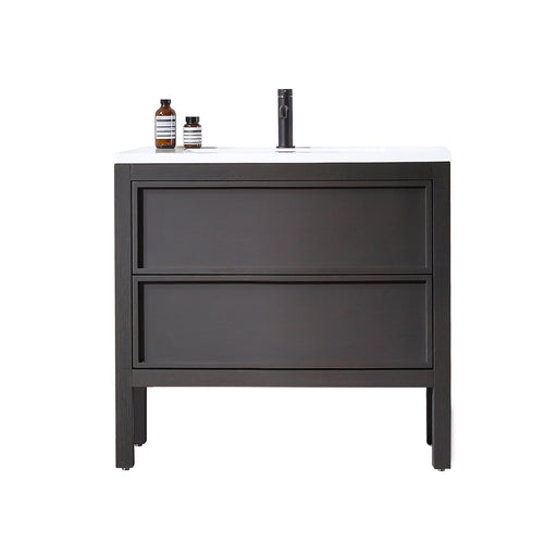 Pack 5 pièces console Atelier 80cm + vasque + bonde + siphon + mitigeur  Décor bois / Noir mat - DECOTEC Réf. 1821331