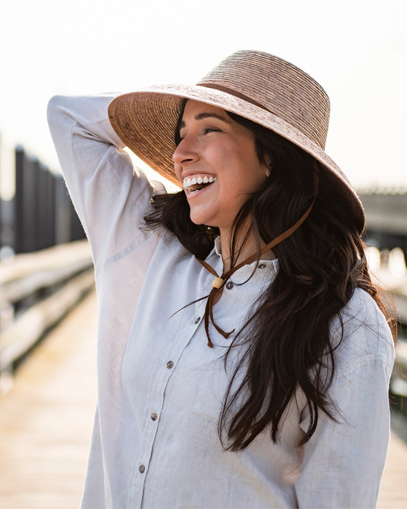 Handmade Straw Hat with Sun Protection - Line In The Sand Swim