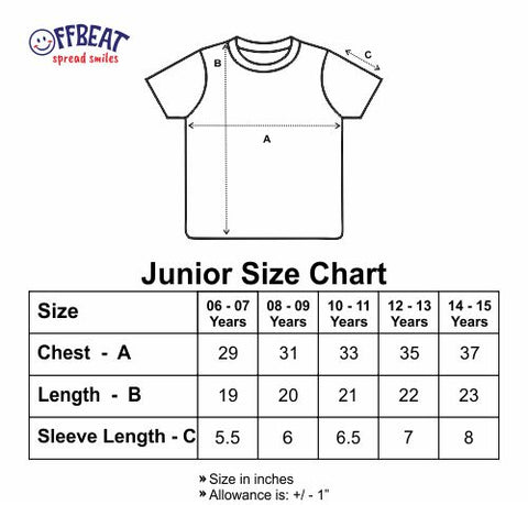 Offbeat Juniors Size Chart