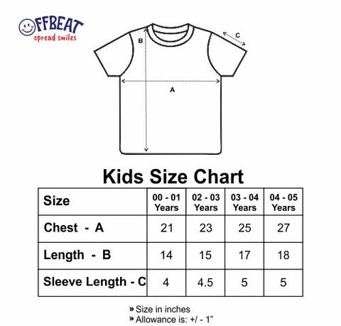 Offbeat Kids Size Chart Round Neck