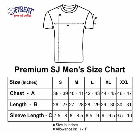 Offbeat Men Size Chart - Round Neck