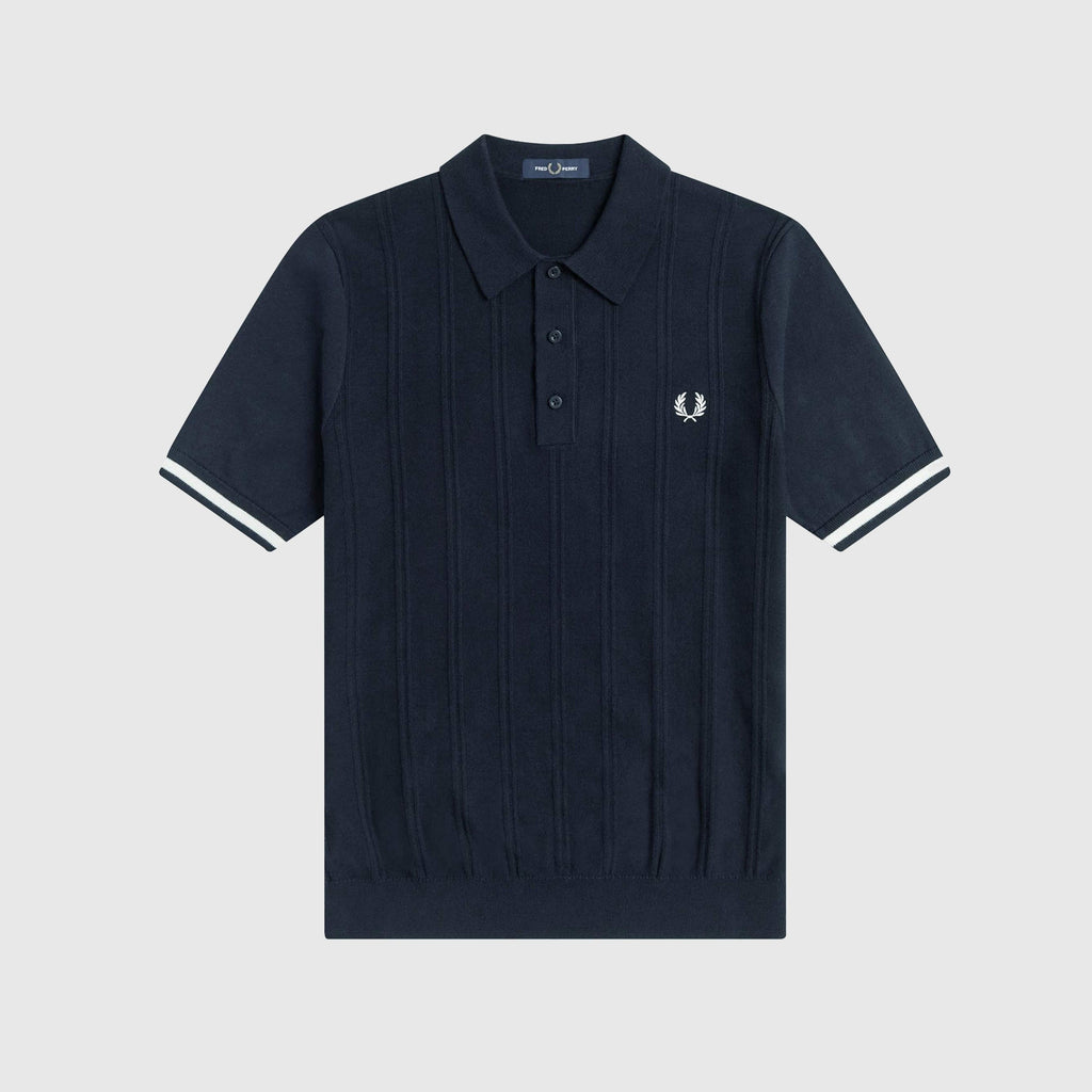 Fred Perry Tipping Texture Knitted Shirt - Shaded Navy – The Forum Swindon