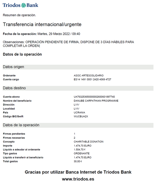 Transferencia Ayuda Humanitaria