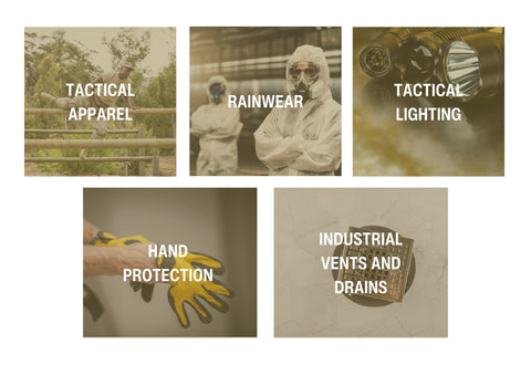 Products offered with Black Box Safety under GSA Advantage include tactical apparel, rainwear, tactical lighting, hand protection, industrial vents and drains.