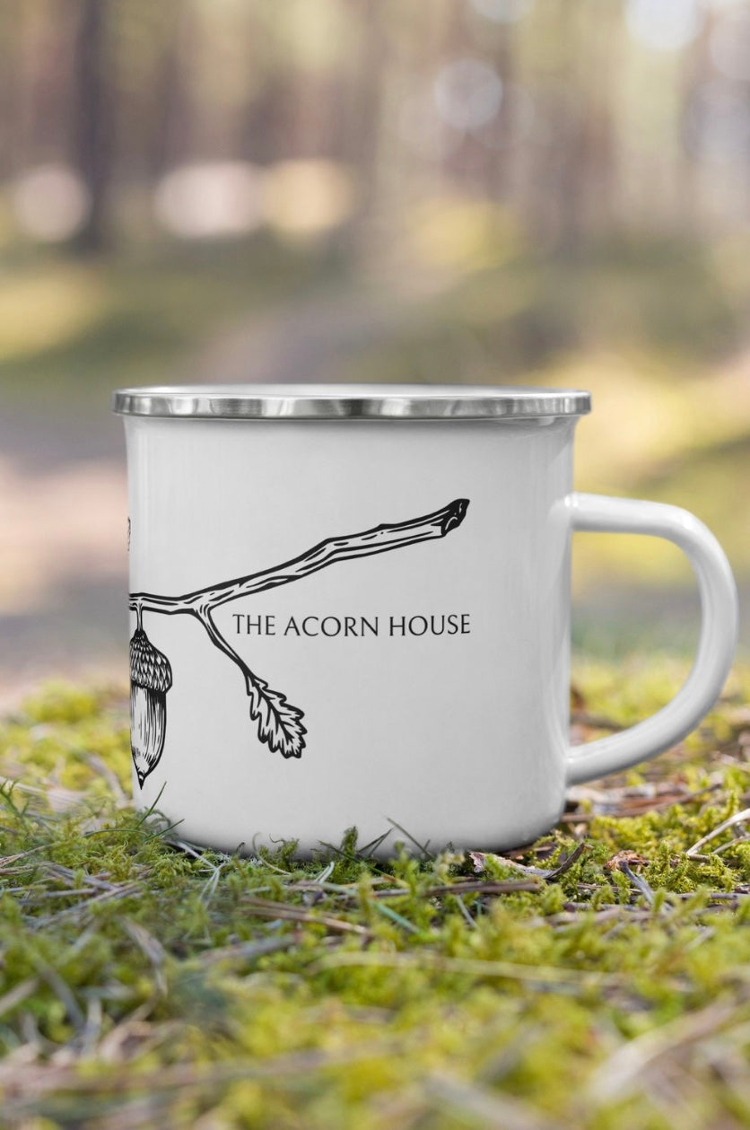 acorn house logo enamel mug