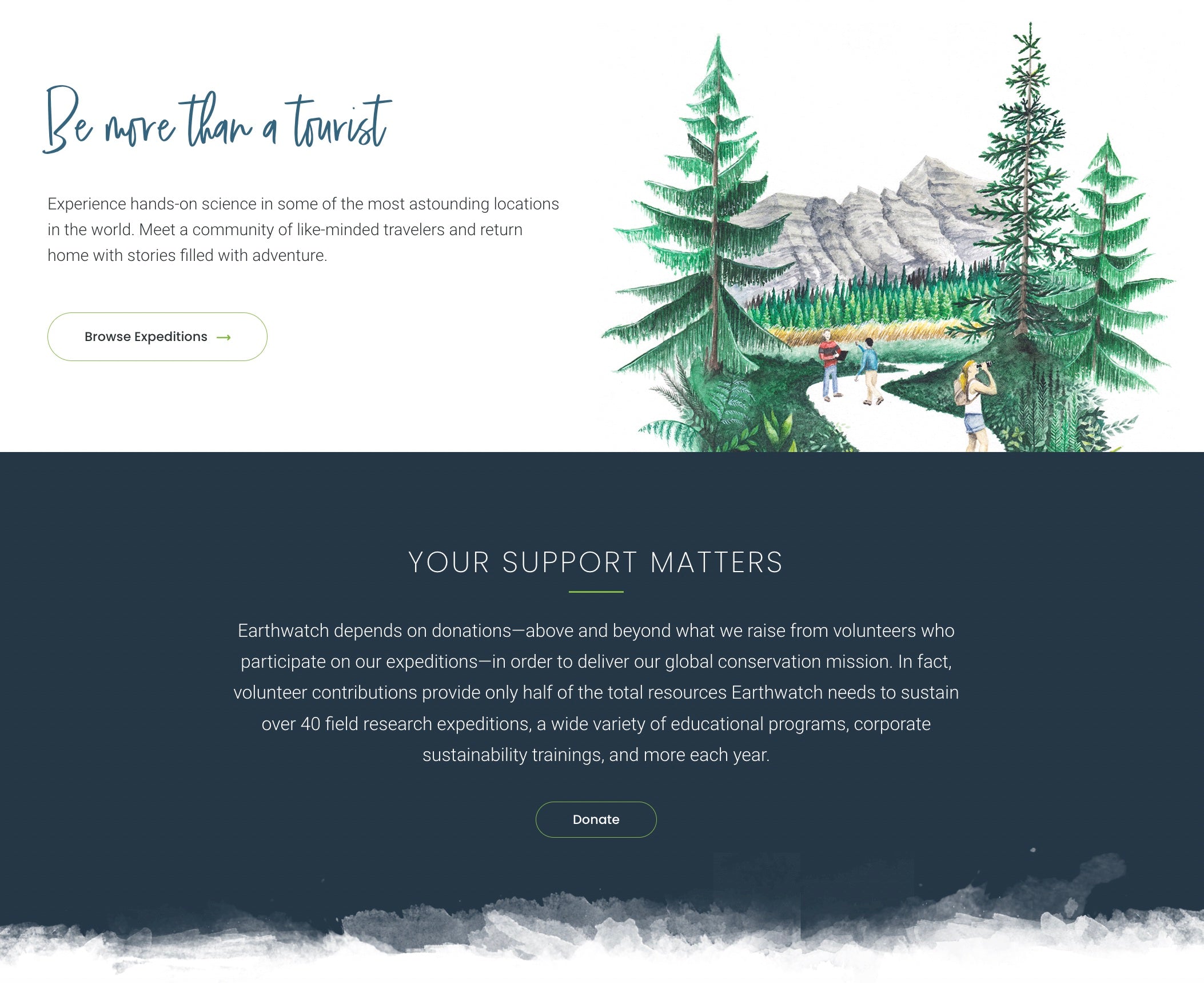 earthwatch footer example with forest