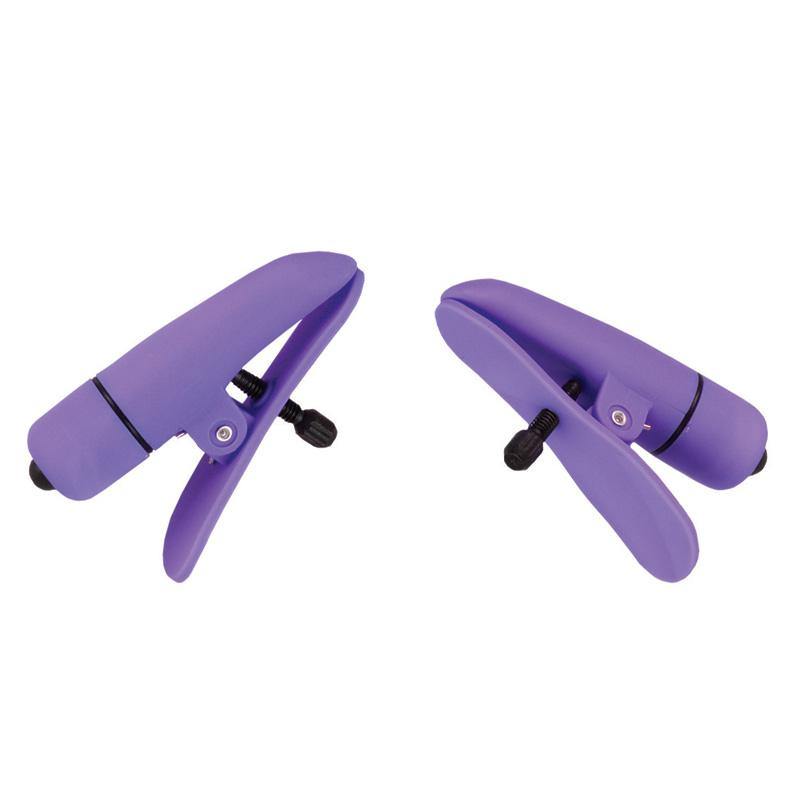 Nipplettes Virbrating Adjustable Purple Nipple Clamps - LittleTickle.co.uk