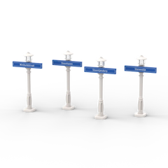 4 Straatnaamborden 1x6 met Witte Lantaarnpaal