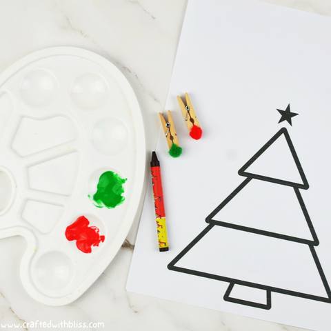 Easy Christmas Pom Pom Painting Activity Supplies