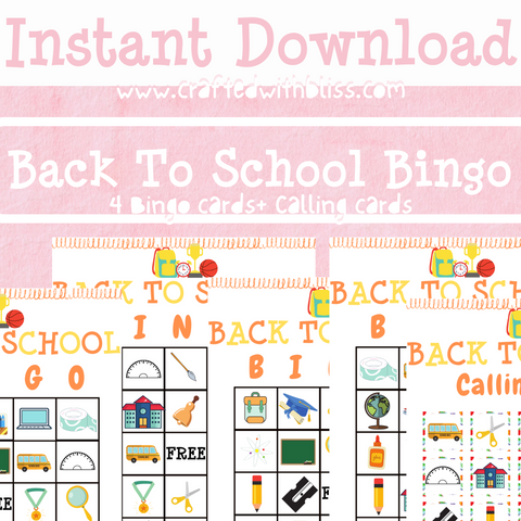 FREE Bingo Games For Kids Back to school bingo