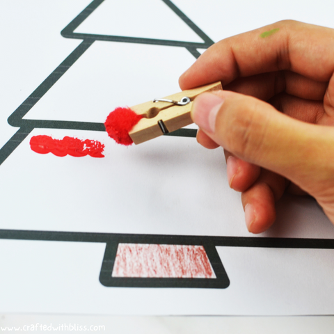 Easy Christmas Pom Pom Painting Activity Step 2