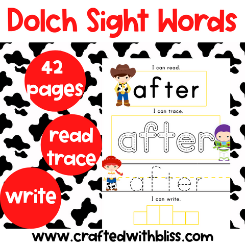 FREE Toy Story Dolch Sight Words Grade 1 Review Printable Read Trace and Write