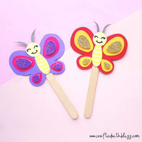 Easy Paper Butterfly Puppet Craft For Kids