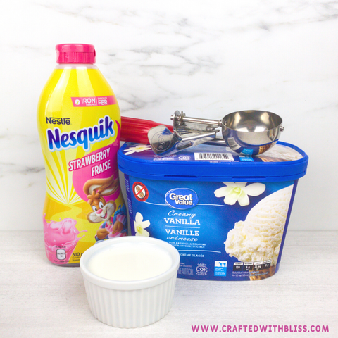 Easy to Make Strawberry Nesquik Whip on Ice Cream For Kids