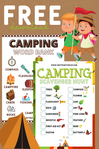 FREE Camping Scavenger Hunt and Camping Word Bank