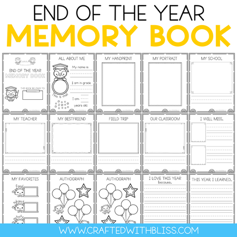 End of the Year Memory Book For Kids