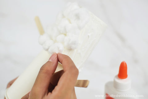 Fluffy Snowman Craft For kids Step 6