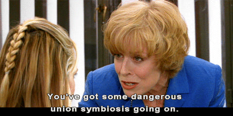 Holland Taylor from D.E.B.S. with the caption "You've got some dangerous union symbiosis going on"