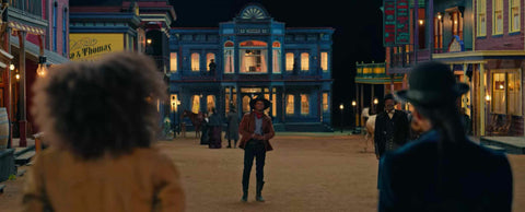 View of one of the Black towns in the movie. Each building has its own color scheme.