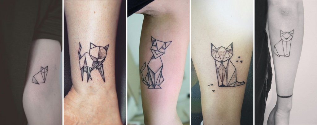 Origami Cat Tattoo