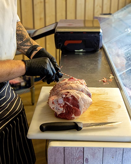 Organic grass fed meat at an ethical butchers counter 