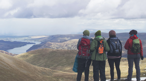 Hikers up a hill