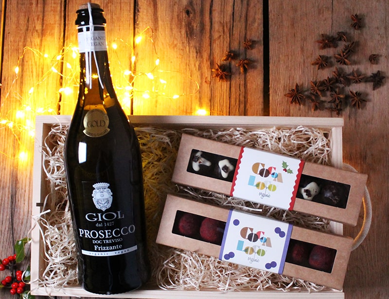 organic prosecco and truffles christmas gift box