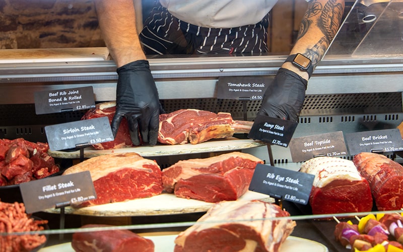 traditional butchers counter at eversfield organic tavistock