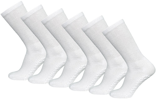 Diabetic Non Skid Slipper Socks/w Grippers for Men - 6 Pairs