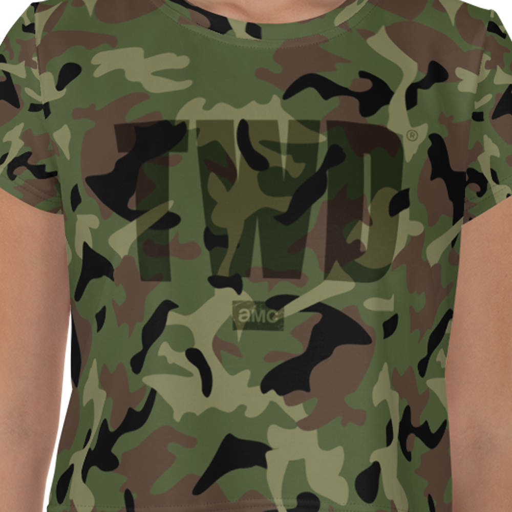 The Walking Dead Camo Logo Womens All Over Print Crop T Shirt The Walking Dead Shop 3030