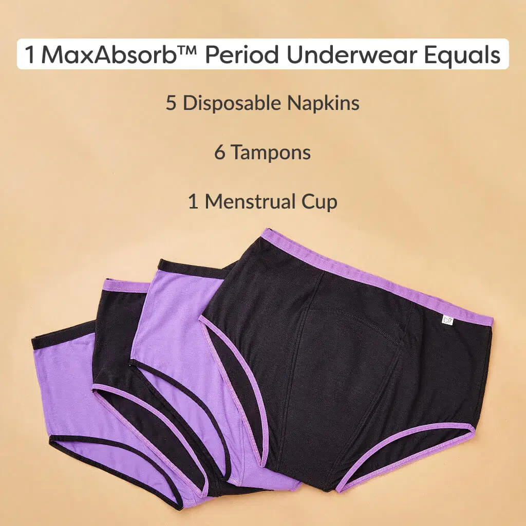 Superbottoms Maxabsorb 1 Period Underwear + 2 flow lock pad + 1 Pouch-XXXL  Color Pink : : Clothing & Accessories