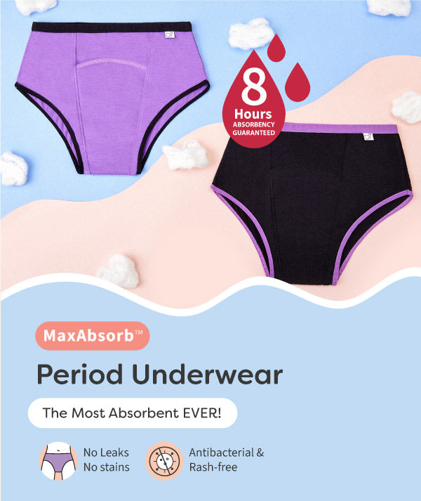 MaxAbsorb Period Underwear Pack of 3 + Free Waterproof Travel Bag