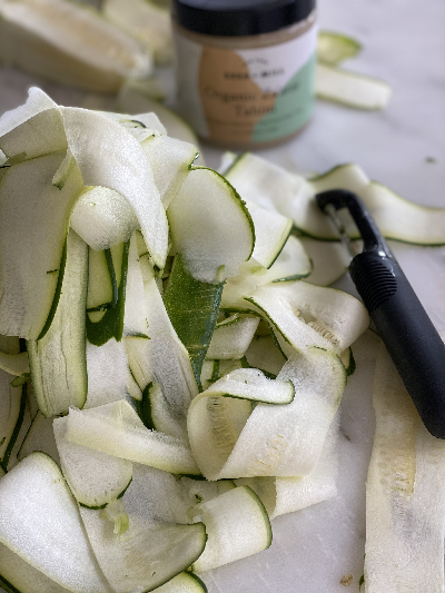 Making the zucchini ribbons