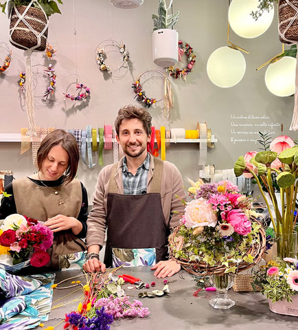 Francesca e Alberto di Fiorito Lab nel nostro negozio di fiori