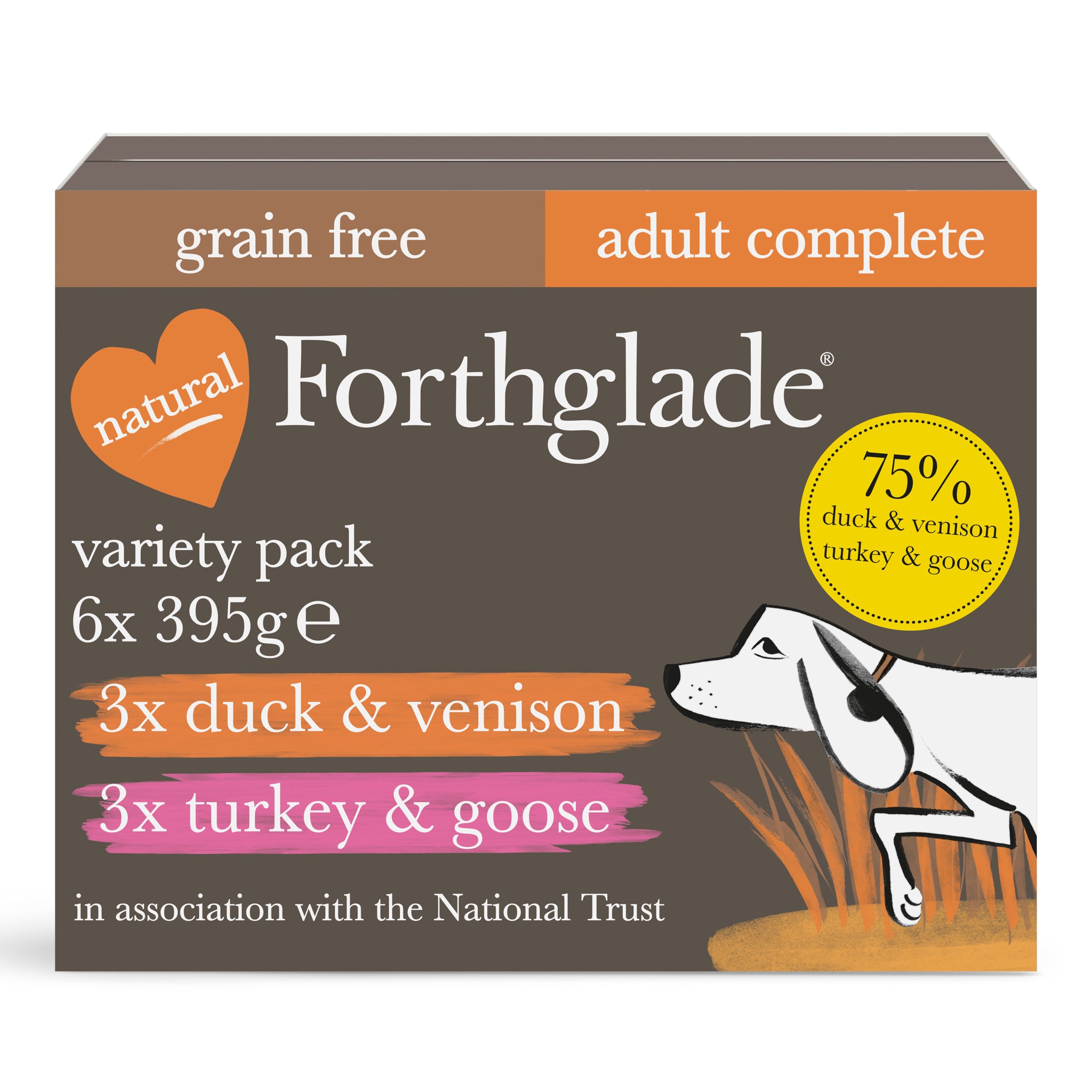 Image of National Trust Turkey & Goose and Duck & Venison Natural Wet Dog Food - Variety Pack (6x395g)