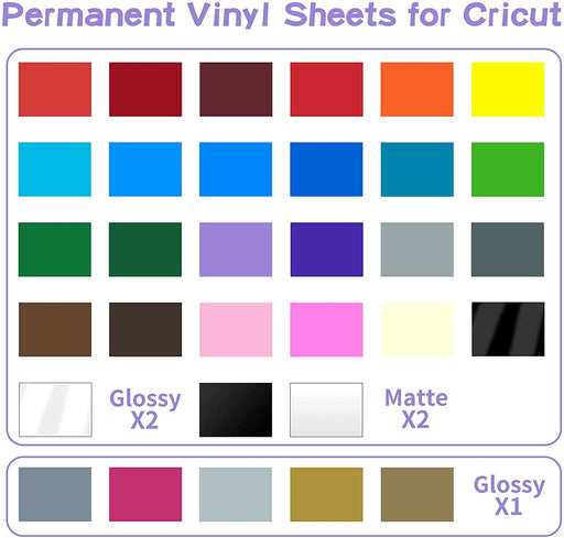 VHOLALA Glitter Rainbow Permanent Vinyl Sheets, 10 PCS Rainbow Adhesive  Permanent Vinyl for Cricut Machine, 1PCS Transfer Type, Twill Gradient