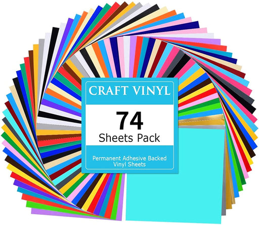 Permanent Vinyl Bundle, 12x59 Sheets Craft Adhesive Vinyl Roll
