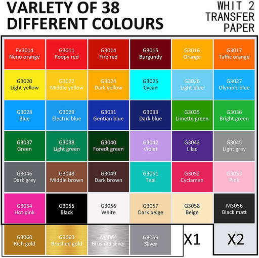 50 Pack 12'' X 12'' Adhesive Vinyl Sheets in 38 Colours - LGE BRANDS , USA
