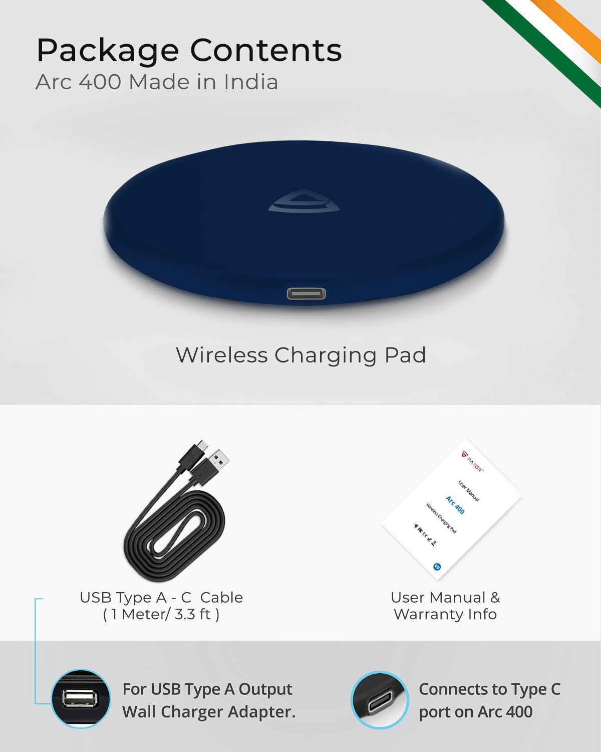 RAEGR Arc 400 Qi Certified Type-C PD 10W Wireless Charger / Charging P –  Raegr